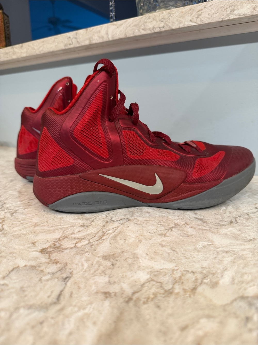 Nike Red Basketball High-Tops with Gray Sole - Size 9 1/2